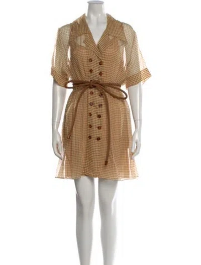 Pre-owned Fendi Silk Mini Dress In Brown