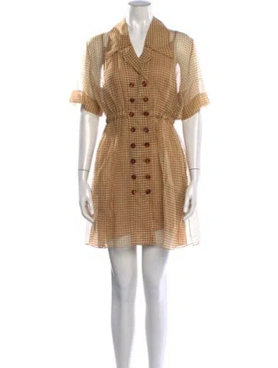 Pre-owned Fendi Silk Mini Dress In Brown
