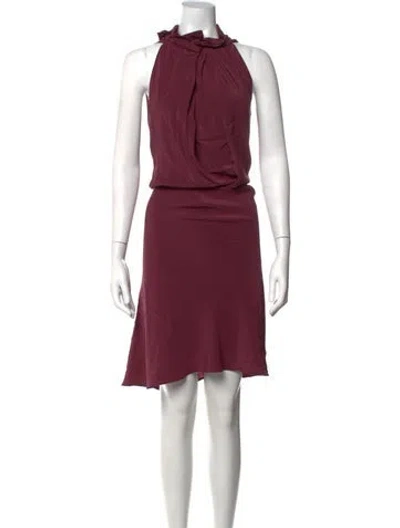 Pre-owned Fendi Silk Mini Dress In Burgundy