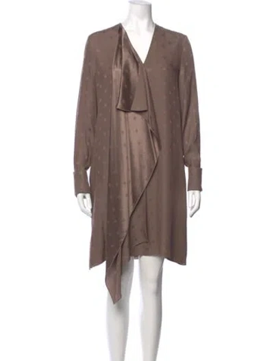 Pre-owned Fendi Silk Mini Dress In Gray