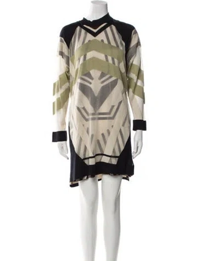 Pre-owned Fendi Silk Mini Dress In Neutral