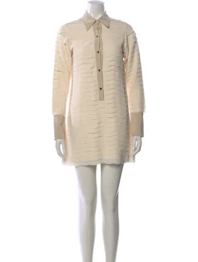 Pre-owned Fendi Silk Mini Dress In Neutral