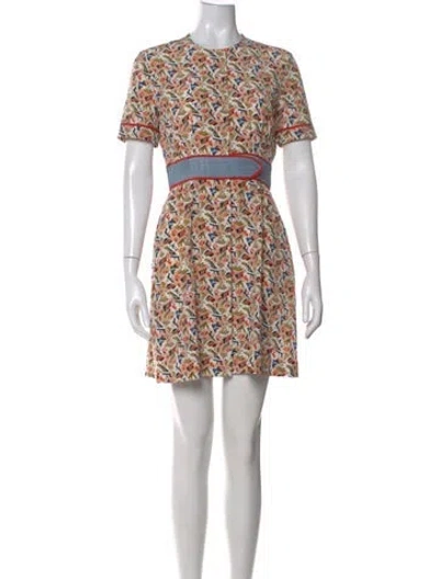Pre-owned Fendi Silk Mini Dress In Neutral