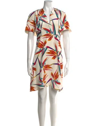 Pre-owned Fendi Silk Mini Dress In Neutral