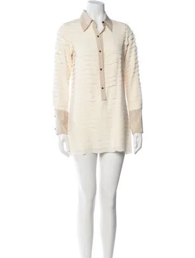 Pre-owned Fendi Silk Mini Dress In Neutrals