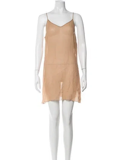 Pre-owned Fendi Silk Mini Dress In Neutrals
