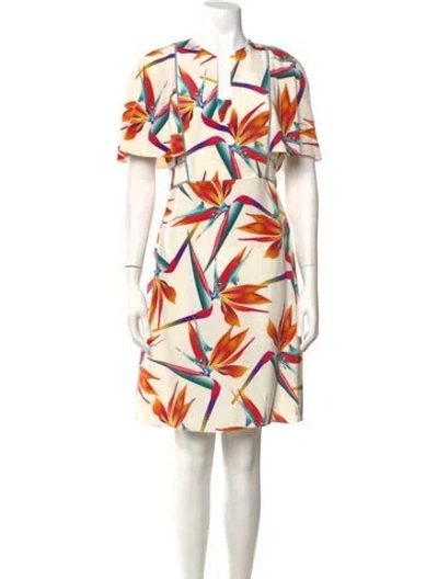 Pre-owned Fendi Silk Mini Dress In Neutrals