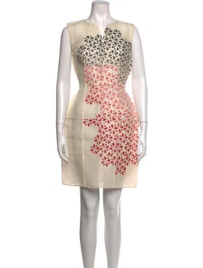 Pre-owned Fendi Silk Mini Dress In Neutrals