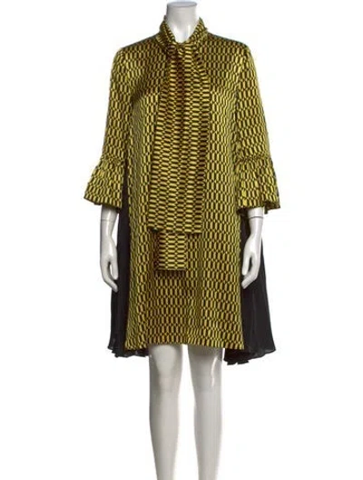 Pre-owned Fendi Silk Mini Dress In Yellow