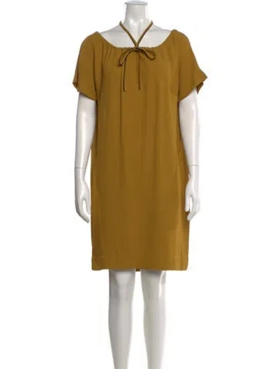 Pre-owned Fendi Silk Mini Dress In Yellow