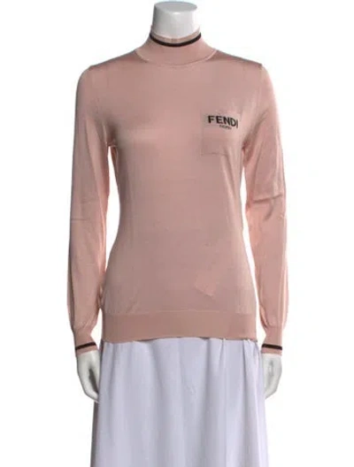 Pre-owned Fendi Silk Mock Neck Sweater In Pink