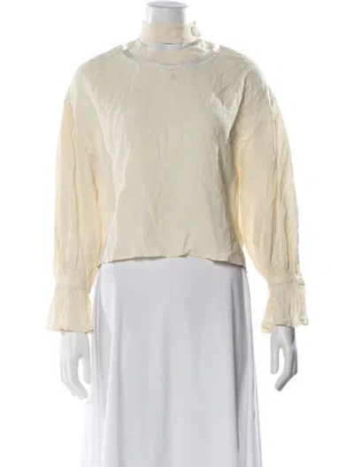 Pre-owned Fendi Silk Mock Neck Sweatshirt In Yellow