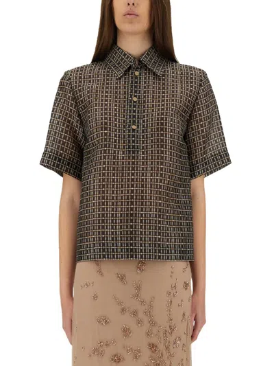 Fendi Silk Net Shirt In Black