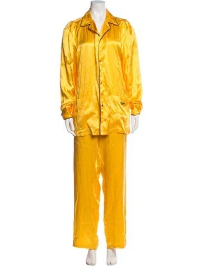 Pre-owned Fendi Silk Pajamas W/ Tags In Yellow