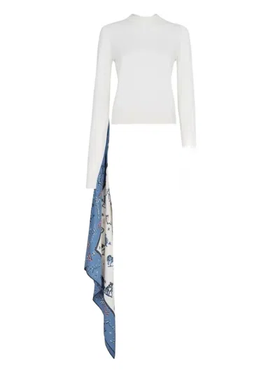 FENDI SILK-PANEL WOOL JUMPER