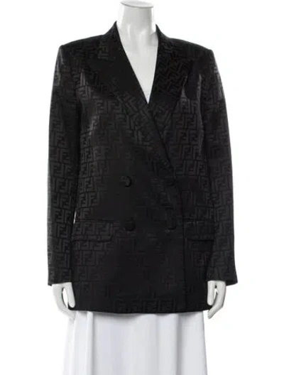 Pre-owned Fendi Silk Patterned Blazer In Black