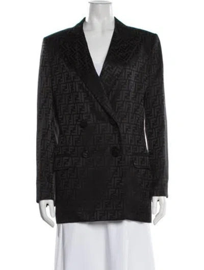 Pre-owned Fendi Silk Patterned Blazer In Black