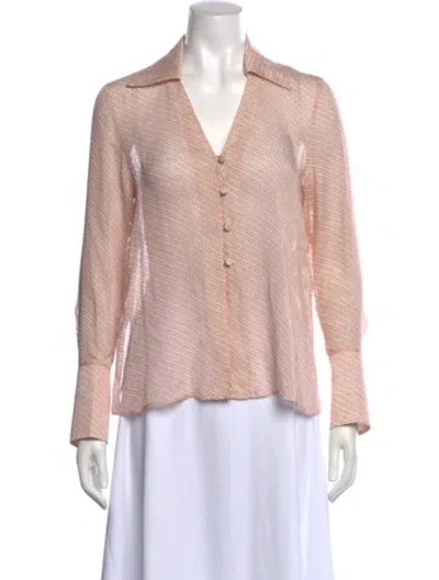 Pre-owned Fendi Silk Patterned Blouse In Pink