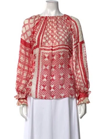 Pre-owned Fendi Silk Patterned Blouse In Red