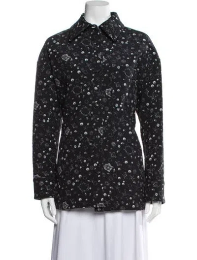 Pre-owned Fendi Silk Patterned Jacket W/ Tags In Black
