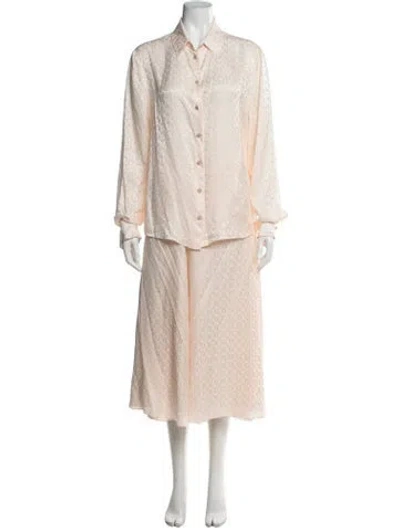 Pre-owned Fendi Silk Patterned Skirt Set In Pink