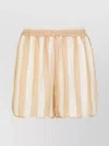 Fendi Striped Silk Shorts In Neutrals