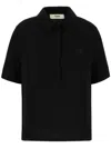 Fendi Cady Silk Top Button Placket In Black