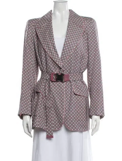 Pre-owned Fendi Silk Printed Blazer In Purple
