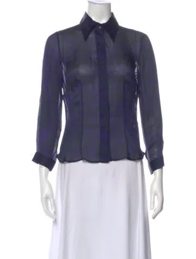 Pre-owned Fendi Silk Printed Blouse In Blue