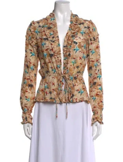 Pre-owned Fendi Silk Printed Blouse In Neutrals