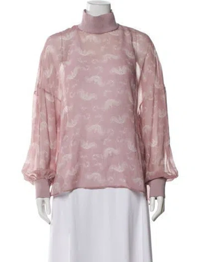 Pre-owned Fendi Silk Printed Blouse In Pink