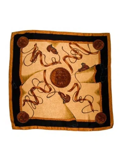 Pre-owned Fendi Silk Printed Scarf In Brown