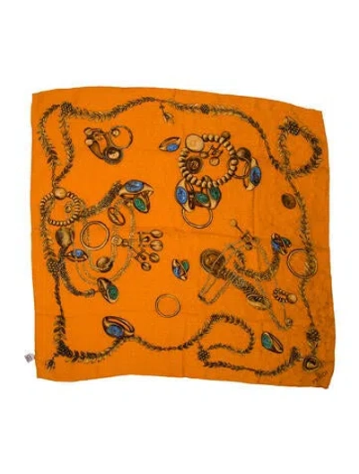Pre-owned Fendi Silk Printed Scarf In Orange
