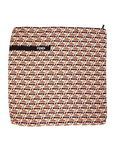 Pre-owned Fendi Silk Printed Scarf In Orange