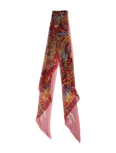 Pre-owned Fendi Silk Printed Scarf In Pink