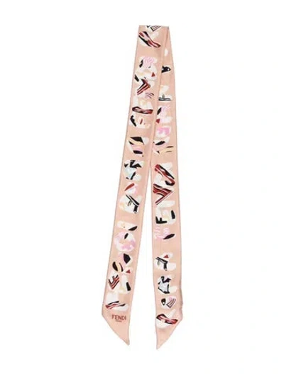 Pre-owned Fendi Silk Printed Scarf In Pink