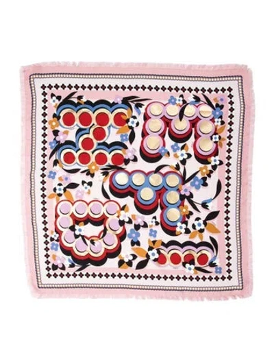 Pre-owned Fendi Silk Printed Scarf In Pink