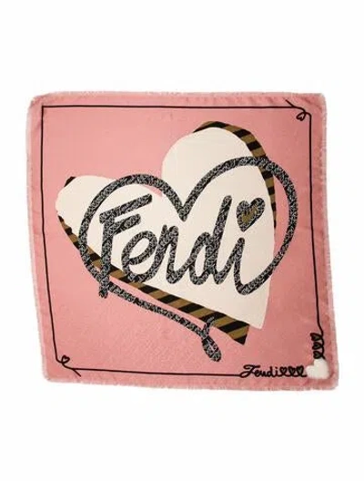 Pre-owned Fendi Silk Printed Shawl In Pink