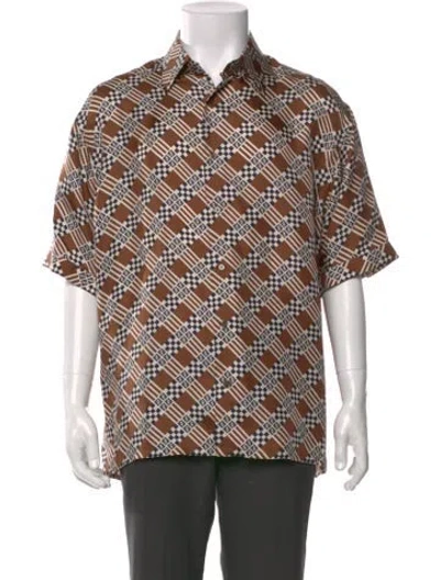 Pre-owned Fendi Silk Printed Shirt In Brown