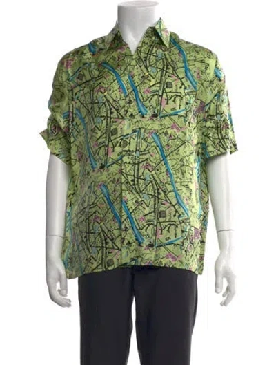 Pre-owned Fendi Silk Printed Shirt In Green