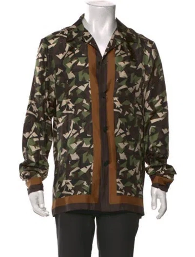 Pre-owned Fendi Silk Printed Shirt In Green