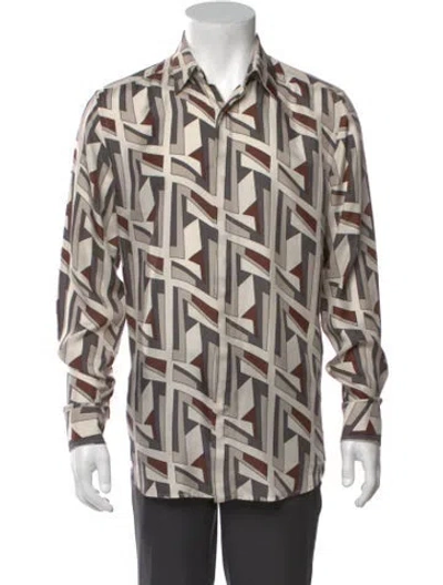 Pre-owned Fendi Silk Printed Shirt In Neutral