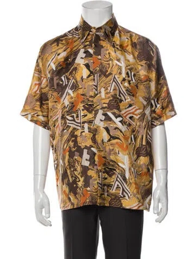 Pre-owned Fendi Silk Printed Shirt W/ Tags In Orange