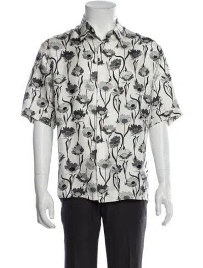 Pre-owned Fendi Silk Printed Shirt In White