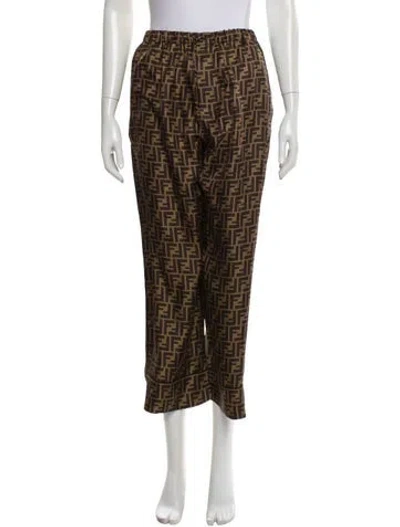 Pre-owned Fendi Silk Printed Sweatpants In Neutral