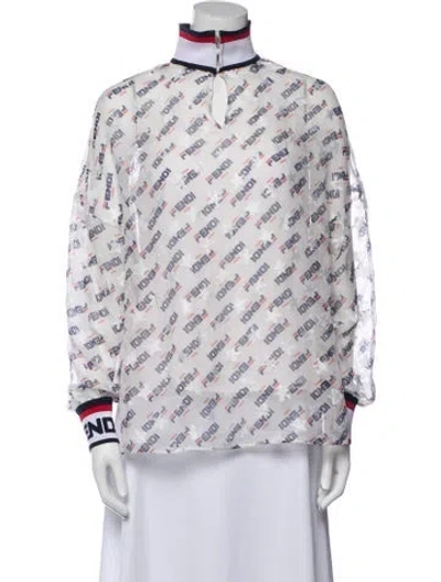 Pre-owned Fendi Silk Printed Sweatshirt W/ Tags In Neutral