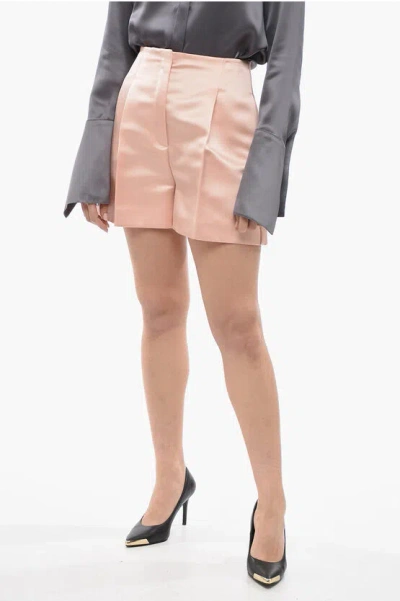 Fendi Silk Satin Duchesse Flared Shorts In Pink