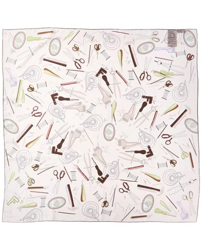 Fendi Silk Scarf In Neutral