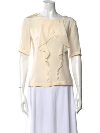Pre-owned Fendi Silk Scoop Neck Blouse In Neutral