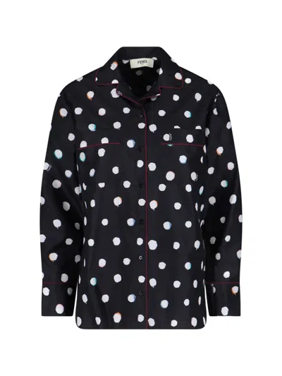 Fendi Silk Shirt In Black